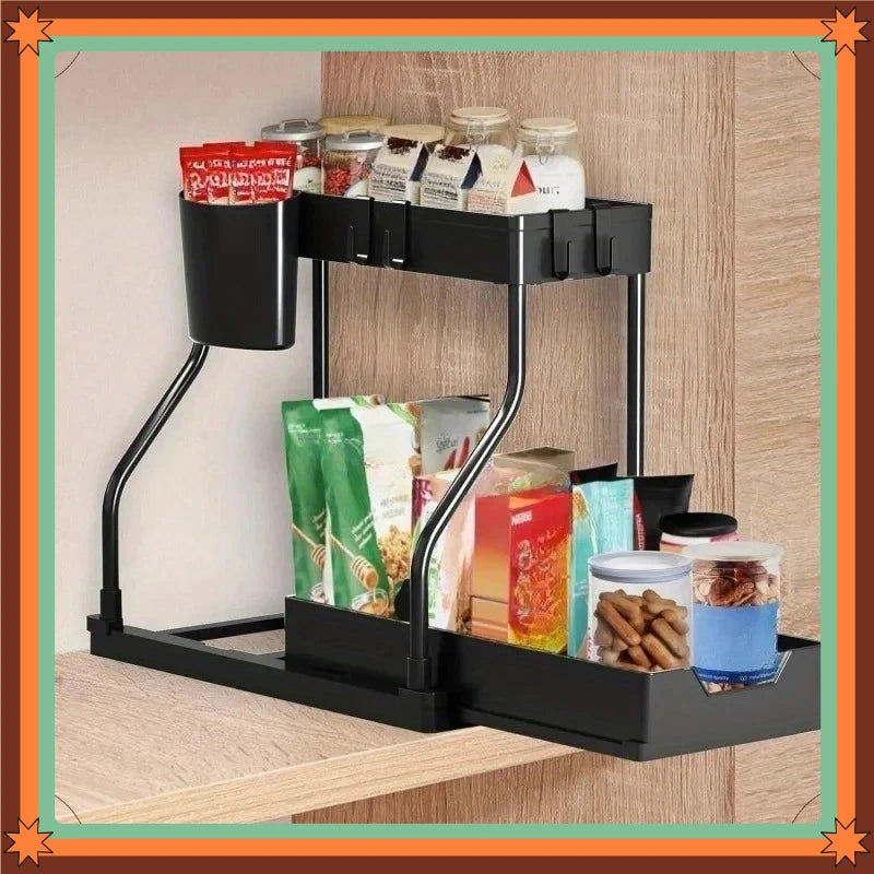 étagère sous évier noir moderne clips 36x37,5cm rangement assaisonnement bouchons anti poussière
