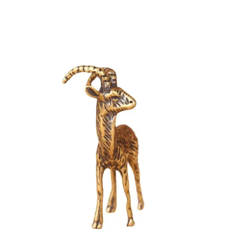 statuette animale chèvre or marron rayures verticales art asiatique décoration maison ornement feng shui