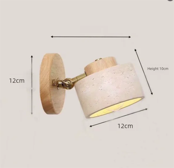 lampe murale bois texture pierreuse scandinave moderne rustique fixée mur opaque abat jour led