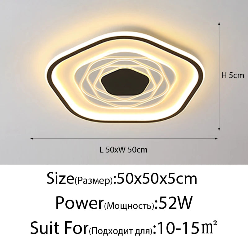 plafonnier led moderne géométrique blanc noir éclairage quotidien monté surface télécommande