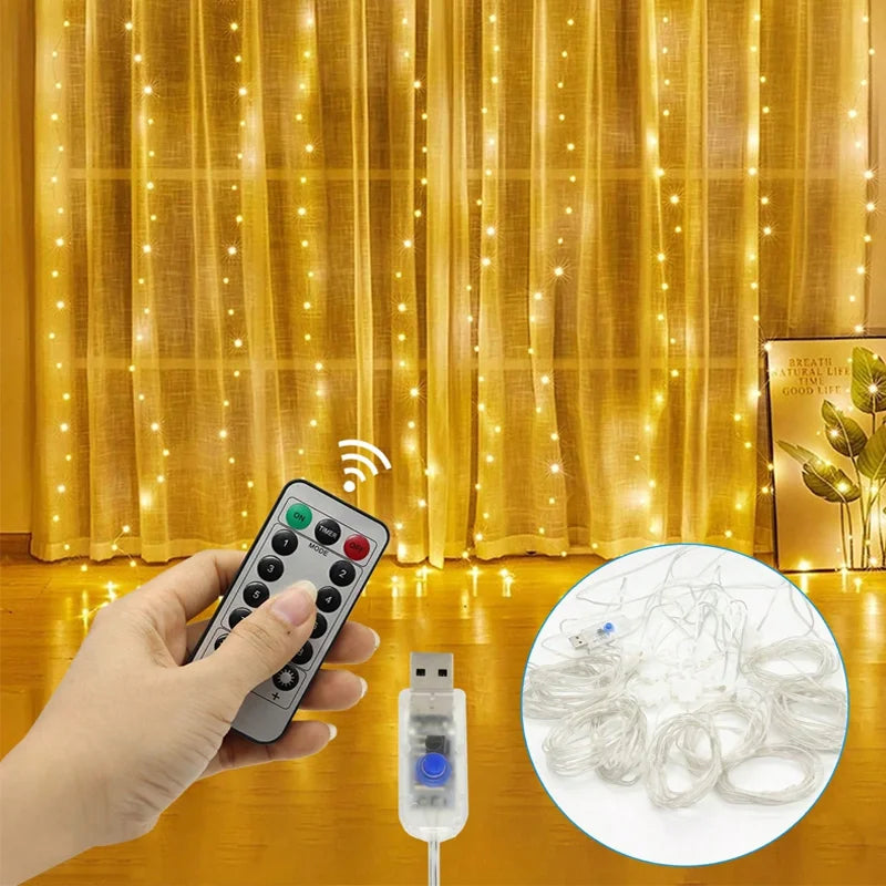 rideau lumineux led blanc chaud multicolore moderne télécommande usb crochets semi transparent vacances chambre