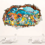 sticker mural 3d pokemon pikachu personnages animés arrière plan naturel adhésif