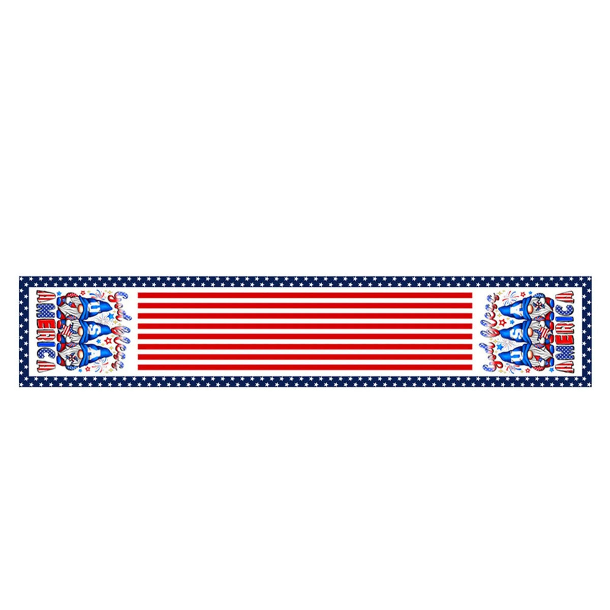 nappe rectangulaire rouge blanche bleue étoiles gnomes God Bless America 4th July Independence Day