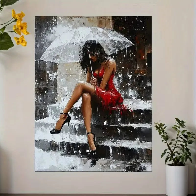 toile d'art moderne abstraite couleur rouge noir blanc toile coton cadre bois sans cadre