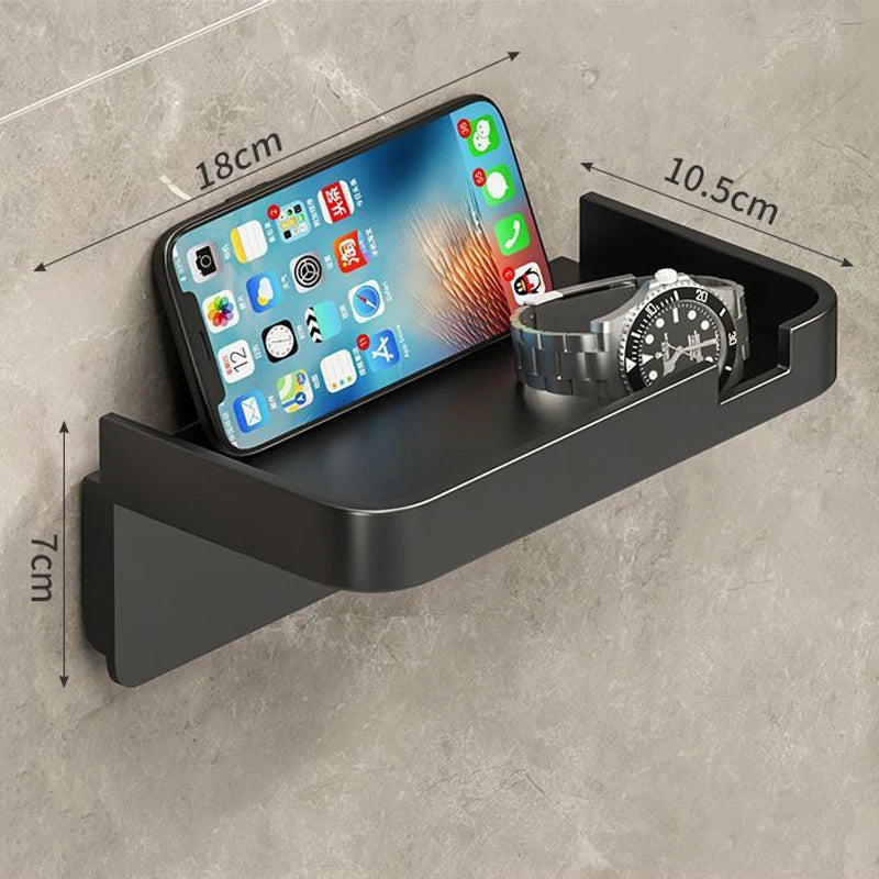 porte serviettes mural support téléphone montre parfum moderne vis gris métallisé mat respectueux environnement