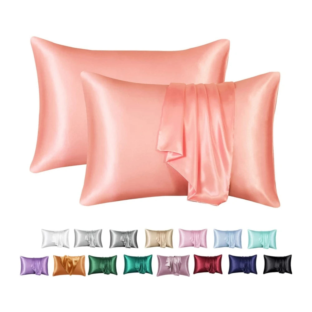 protège oreiller moderne soie brillante housse protection lit élégante couleur unie