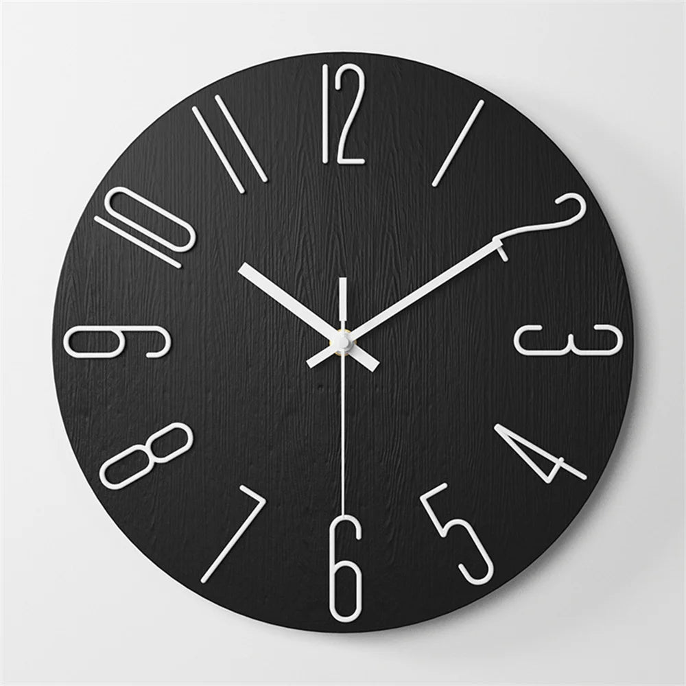 horloge murale moderne bois beige aiguille quartz circulaire opaque étude salon chambre