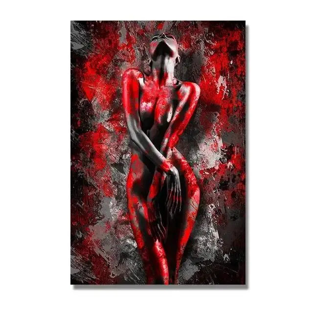 peinture toile abstraite contemporaine rouge noir gris texture grunge sans cadre