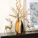 vase verre moderne couleur noir marron doré beige orangé motifs rayés élégants fleurs artificiellesbranches
