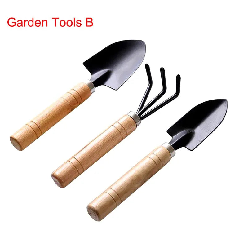 ensemble jardinage outils pelle houe brosse sac semis arrosoir pot fleurs vert noir moderne