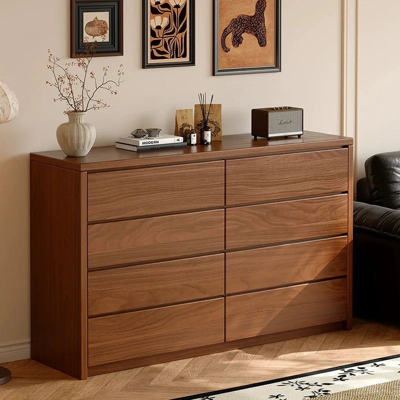 commode tiroirs chêne foncé grain naturel moderne tiroirs rangement salon minimaliste