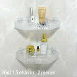étagères salle bain transparentes texturées modernes clips fixation réutilisables acrylique