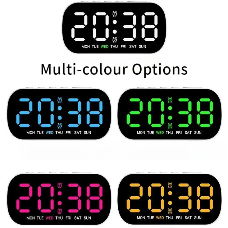 réveil numérique led double alarme fonction snooze minimaliste affichage couleur moderne horloge 12 24h