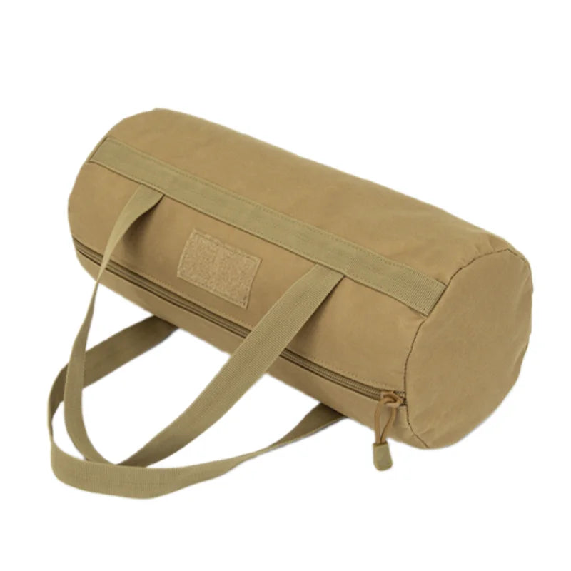 sac rangement toile épaisse beige texture grunge militaire poignées amovibles fermeture glissière étiquette tactique