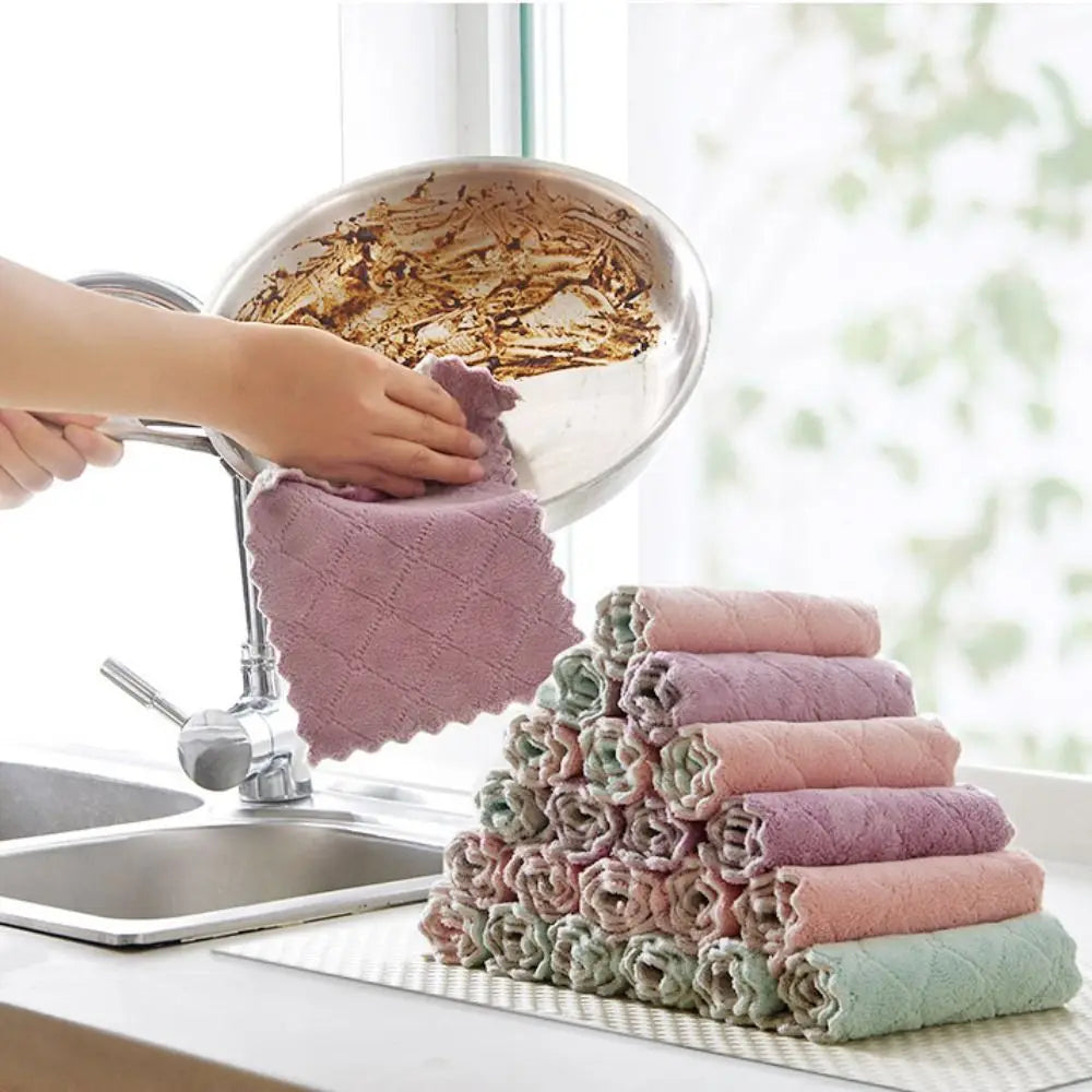 lingettes nettoyage tissées beige rose bleu vert modernes absorbantes durable cuisine
