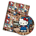 porte clés hello kitty imprimé rouge blanc bleu vintage coton abrasion résistance