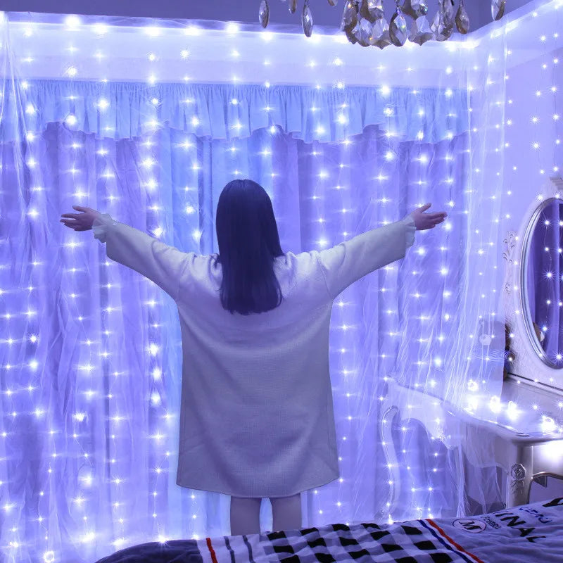 rideau lumineux led blanc multicolore tulle translucide modernes 100 leds télécommande adaptateur usb