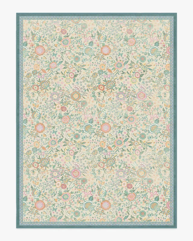 tapis fleuri polyester polypropylène moderne beige vert bleu rose jaune salon chambreextérieur