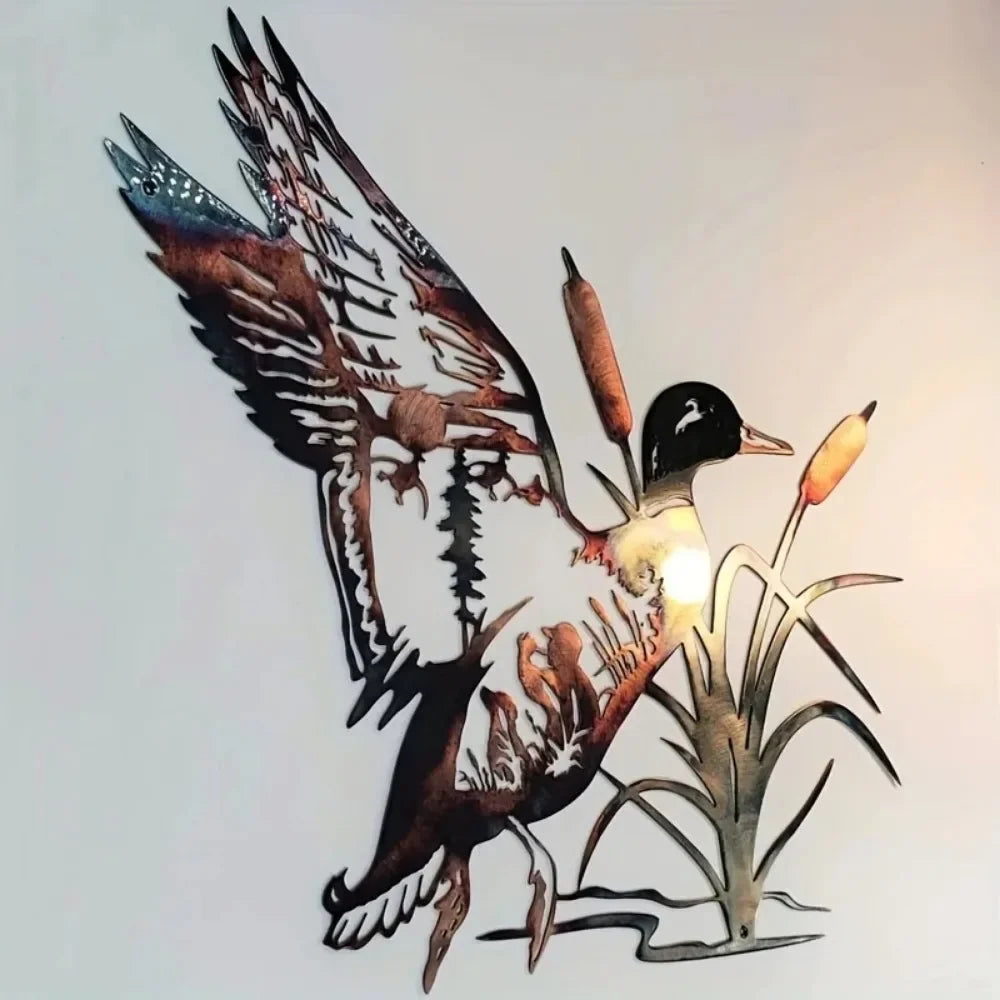 oiseau métal oiseau vol plumes détaillées artisanal noir blanc marron bleu floral