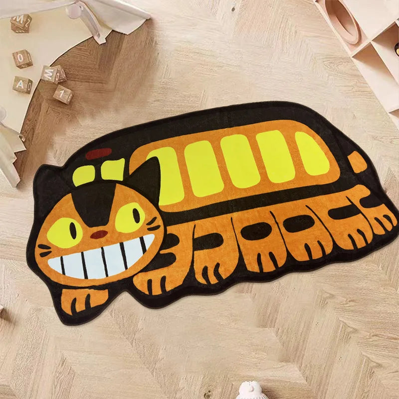 tapis dessin animé chat orange noir jaune blanc salon enfant cartoon pelucheux machine lavage