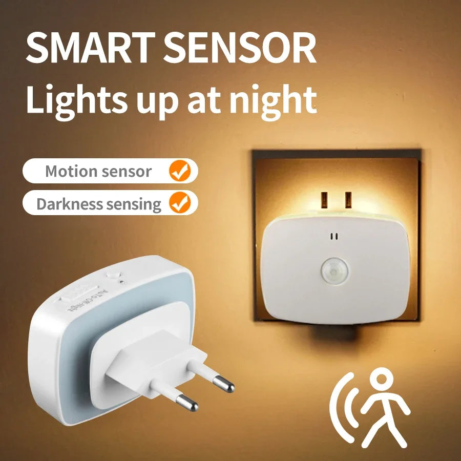veilleuse led capteur mouvement tri couleur blanc moderne applique murale rectangle urgence chambre couloir