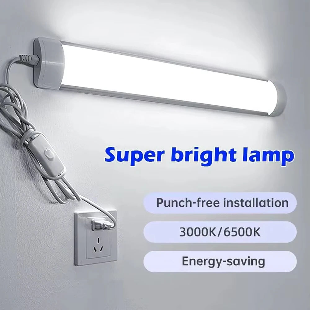 lampe led sous meuble cuisine tube lumineux blanc moderne prise câble électrique