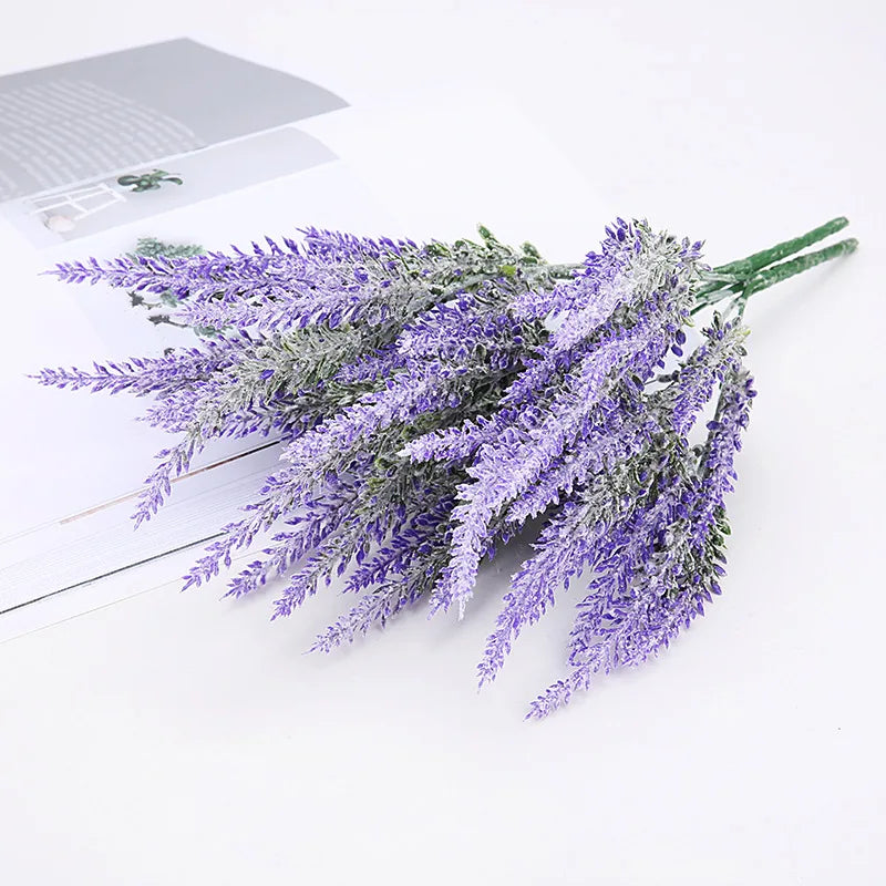bouquet artificiel lavande violet vert clair decoration intérieure naturelle hiver romantique fleuri