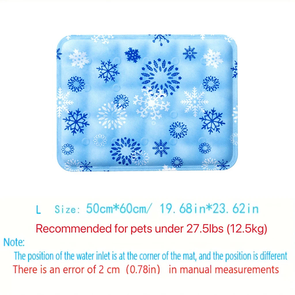tapis refroidissement animal flocons neige polaire bleu clair moderne double bouchon orifice remplissage sécuritéintérieur