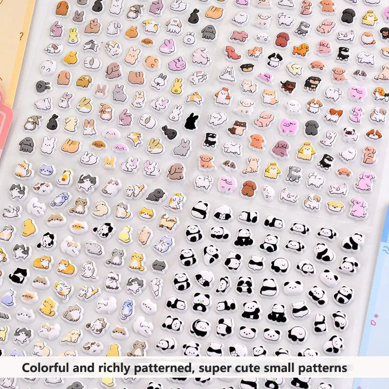 sticker kawaii animal transparent violet rose bleu clair panda lapin chat decoration scrapbooking bricolage