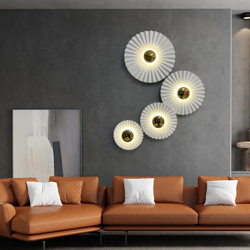 appliques murales modernes blanc doré rayures horizontales cuisine chambre coucher entrée salon