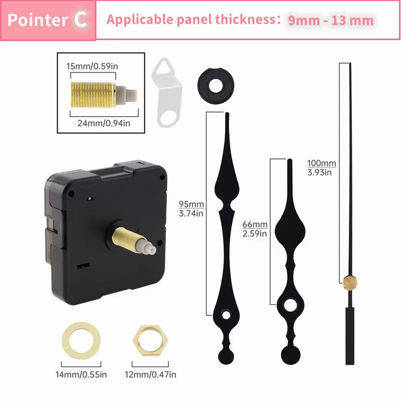 kits horlogers aiguilles quartz noir or vert blanc industriels utilitaires fixations incluses aiguilles heures