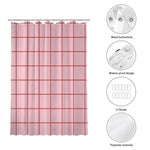 rideau douche moderne rose motif grille rouge minimaliste tissu polyester opaque