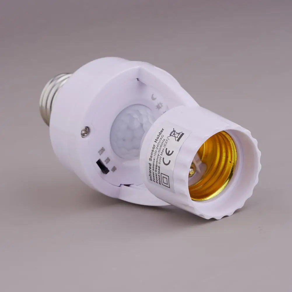 adaptateur prise e27 detecteur mouvement pir blanc moderne pratique led 30w interrupteur auto