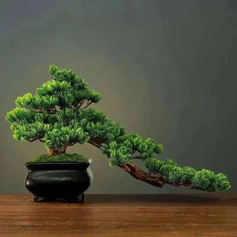 arbre bonsaï artificiel plante décorative résine pot noir mousse verte intérieur jardin maison salon