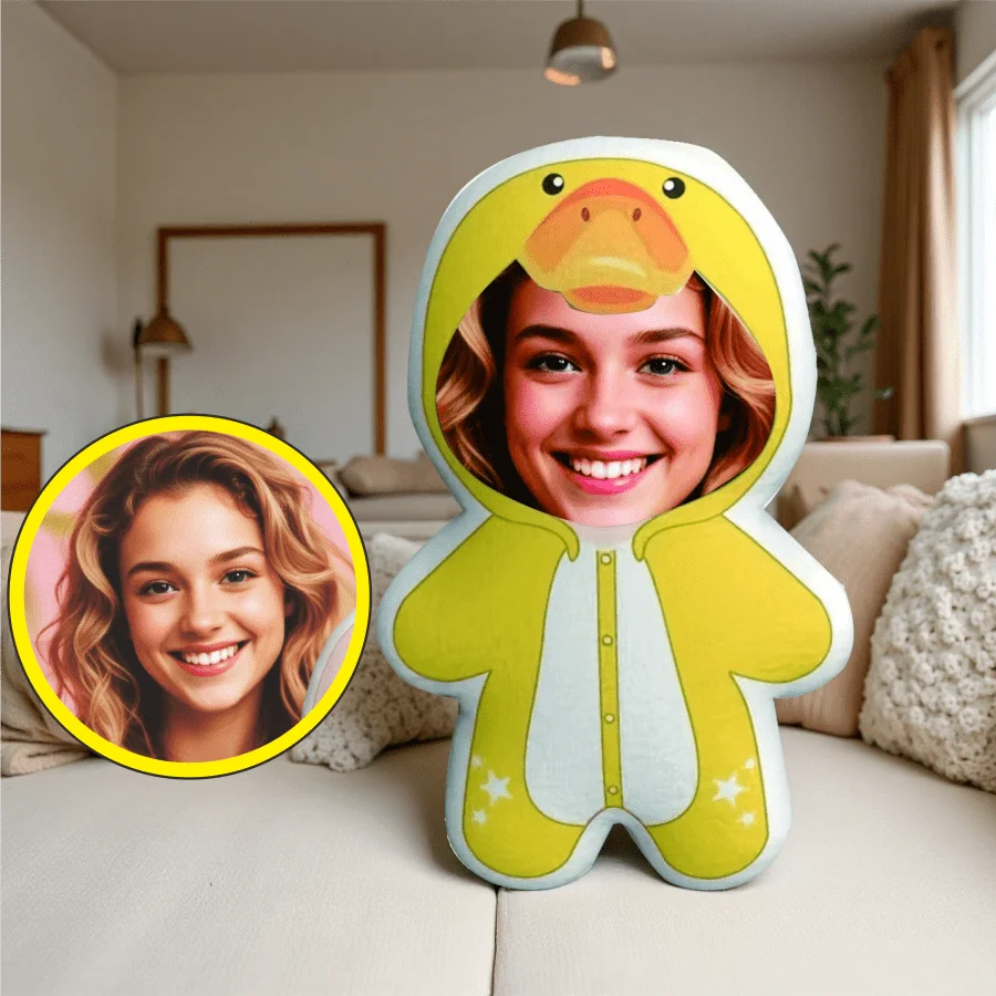 coussin personnalisable jaune imprimé visage étoiles moderne créatif machine lavable 20cm 30cm 40cm