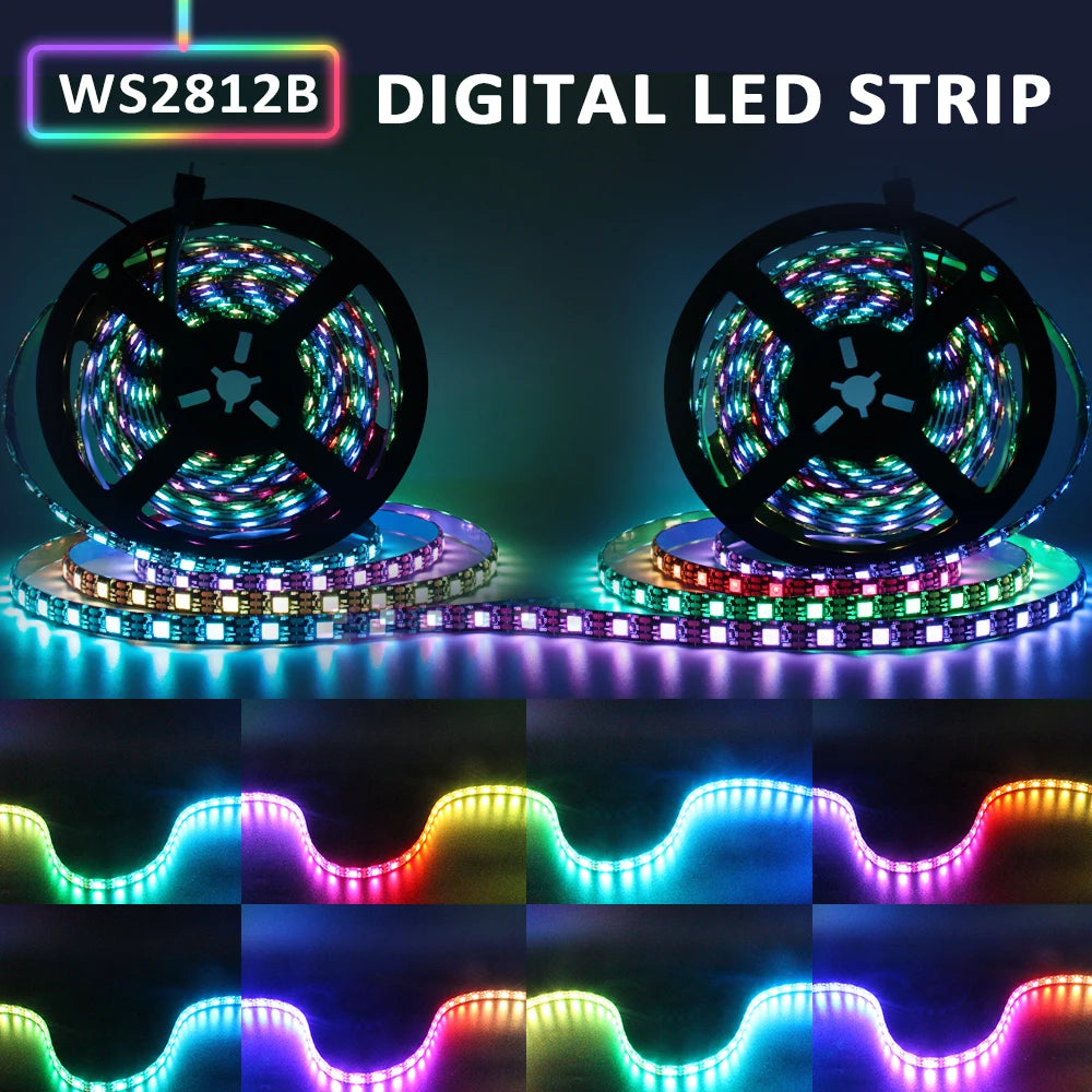 ruban led noir 30pcs rgbic ws2812b ip65 ip67 adhésif double face technologie