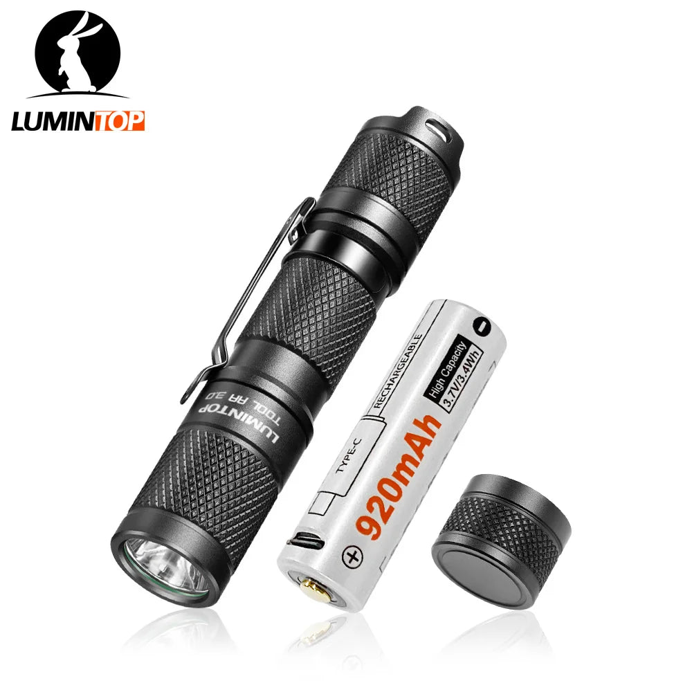 lampe torche led noire texturée moderne clip 900 lumens batterie aaa modes chargeur multifonctionnel