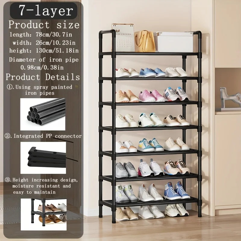 étagère chaussures noire métal niveaux réglable moderne organisateur entrée couloir salle bain