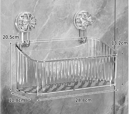 panier rangement mural transparent rayures moderne fixation suction cosmétiques flacons toilette