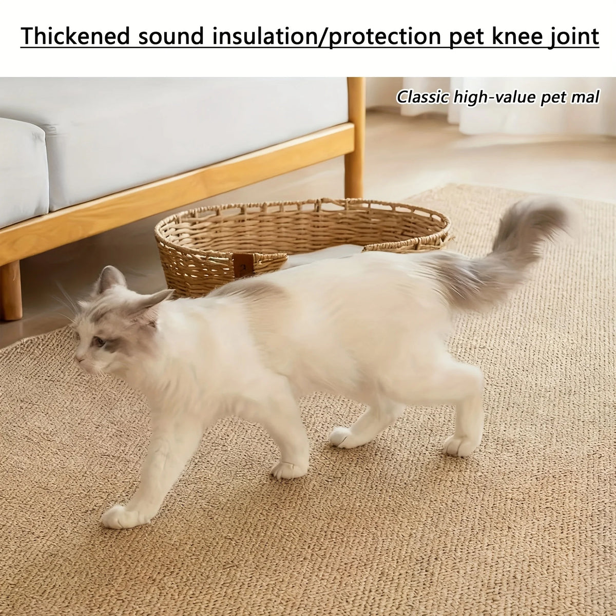 tapis grattage chat tissu texture moderne beige clair polyester lavable protection meubles
