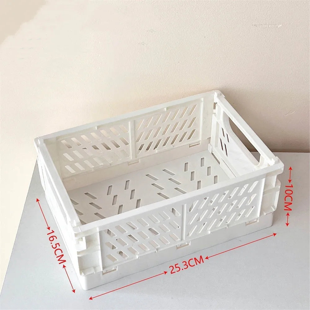 caisse rangement pliable plastique gris vert rose beige blanc grille ventilation moderne minimaliste poignées