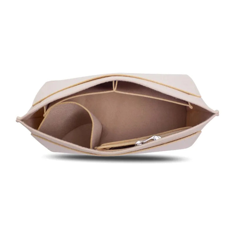 sac cosmétique moderne réutilisable beige noir rose pâle uni opaque poignée amovible compartiments intérieurs