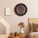 horloge murale ornementale artisanale noir doré arabesque décoration murale intérieure musulman