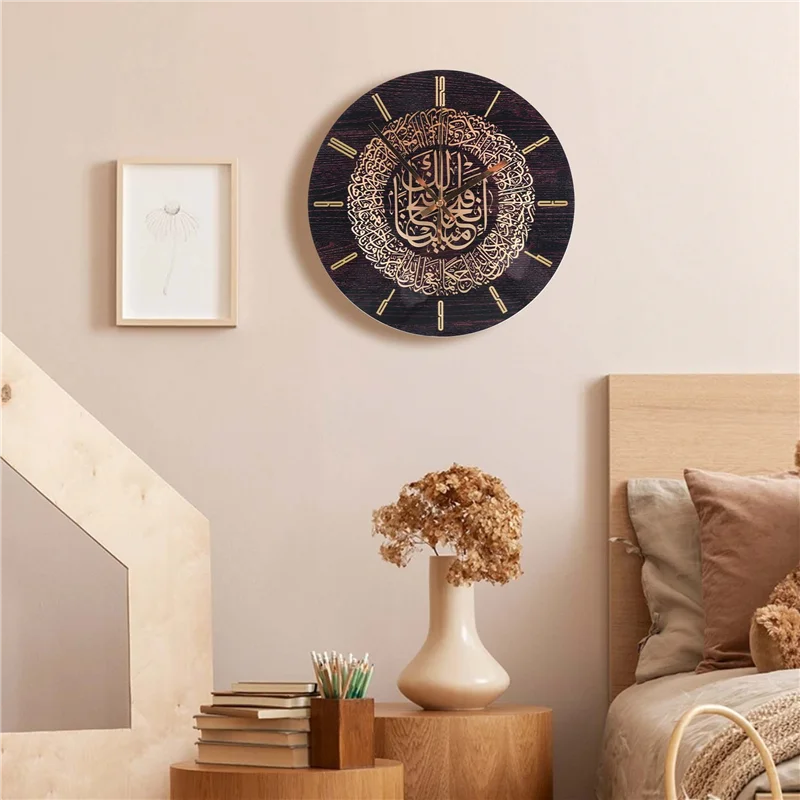 horloge murale ornementale artisanale noir doré arabesque décoration murale intérieure musulman