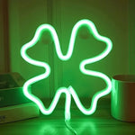 lampe néon vert feuille trèfle moderne intérieure chambre décoration clips câble batterie USB