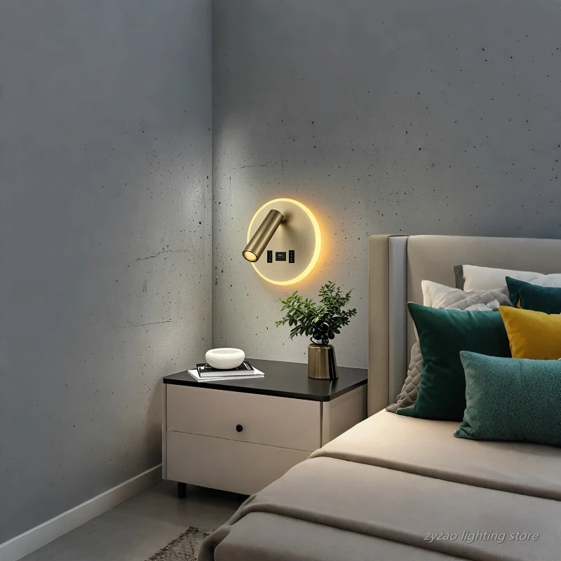 lampe murale moderne bronze blanc prise usb réglable chambre coucher
