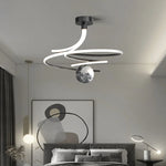 suspension lumineuse moderne minimaliste spirale sphère texturée noir blanc led chambre salon