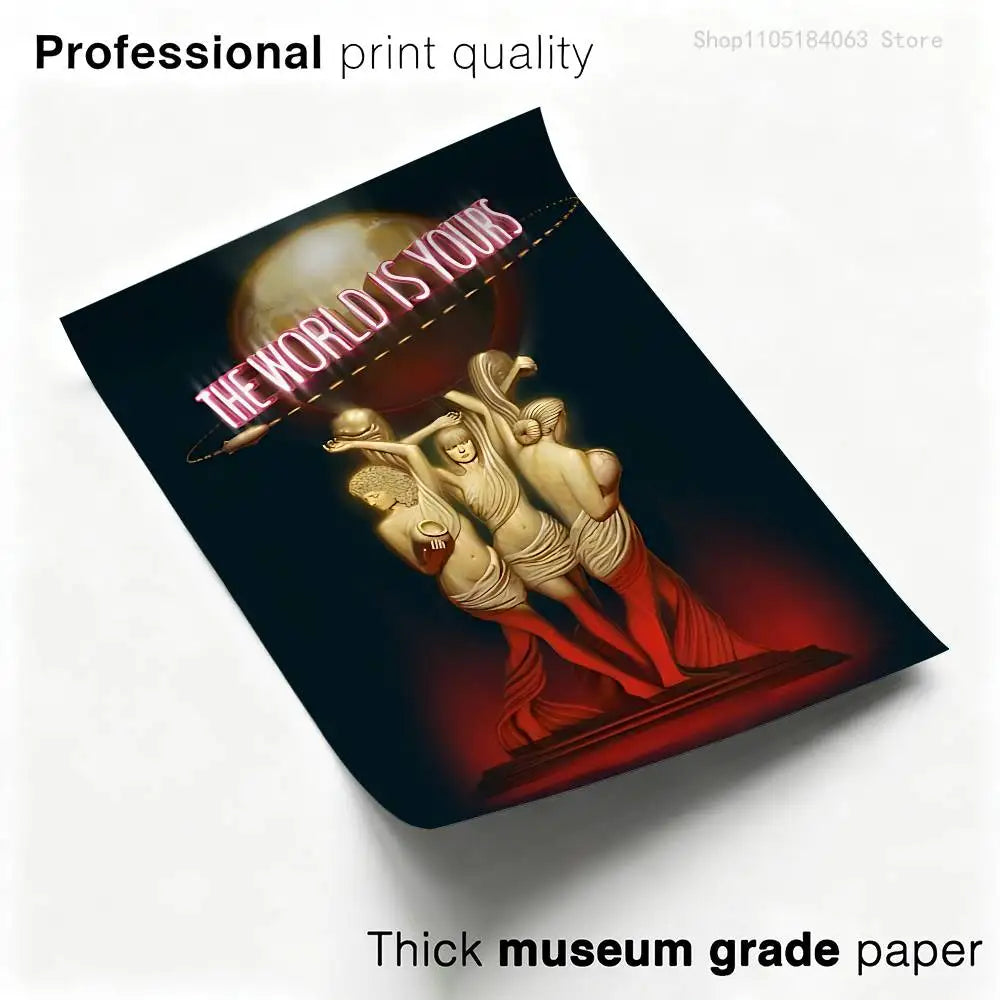 affiche murale moderne pop art THE WORLD IS YOURS multicolore cadre salon chambre