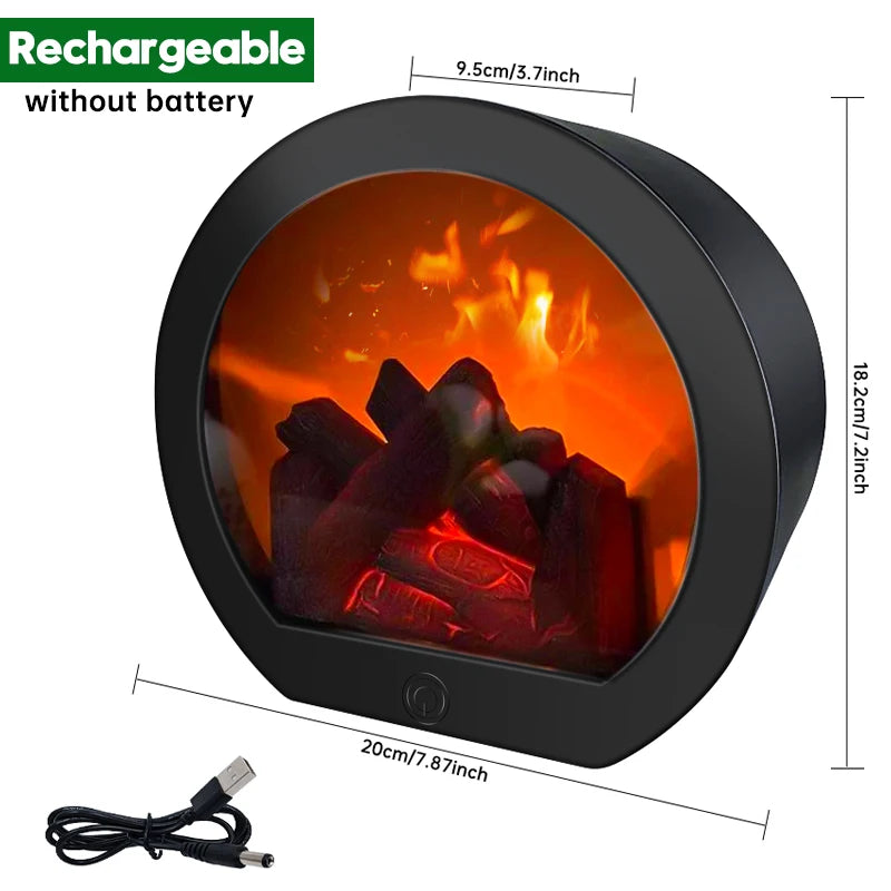 veilleuse électrique moderne effet flamme led rechargeable noir minimaliste faux foyer vacances chambre deco