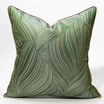 housse coussin carré contemporain motif feuilles dorées bleu marine polyester adhésif decoration maison 30x50cm